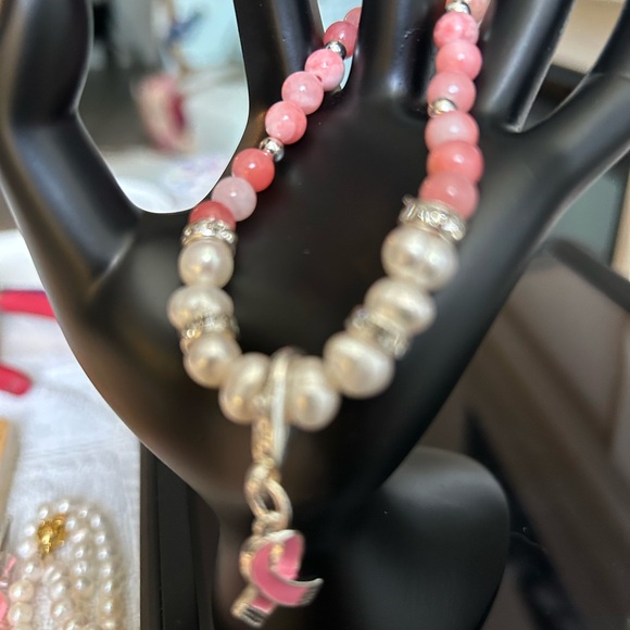 Bracelet pink/white and pearls - Picture 3 of 3